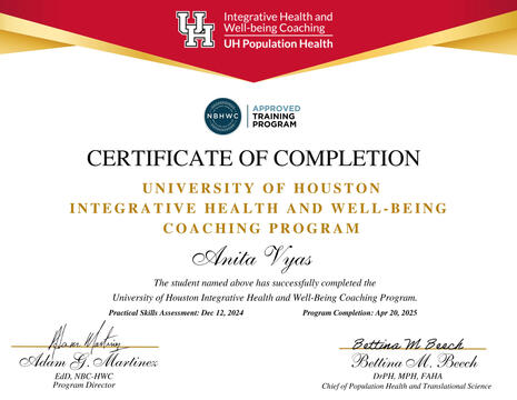 UH Integrative Health and Wellbeing Coaching Certificate